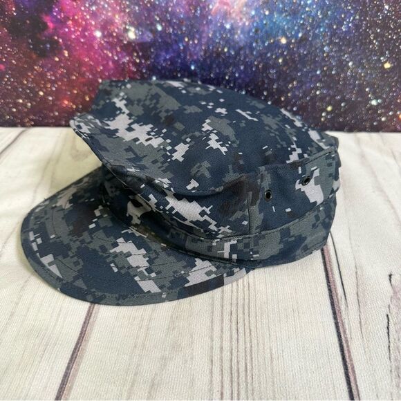 US Navy Hat Cap Working Utility Sekri Digital Blueberry Camo 8 Point Size 7 3/4 - Picture 2 of 8